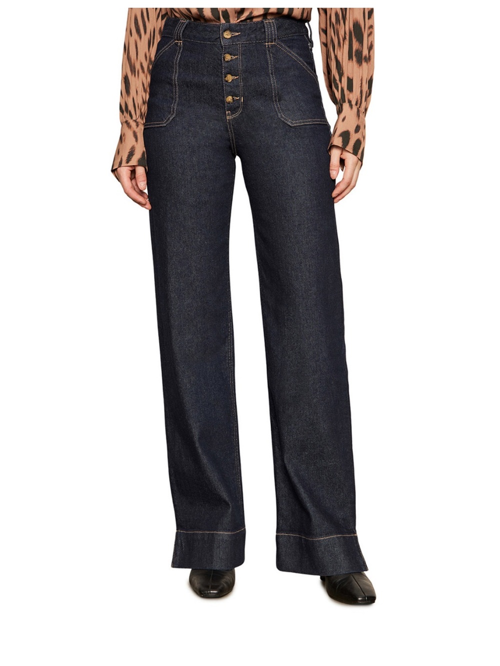 Sanctuary Ekara Standard Rise Slim Wide Leg Jeans in Dark Indigo - size 27 - NWT